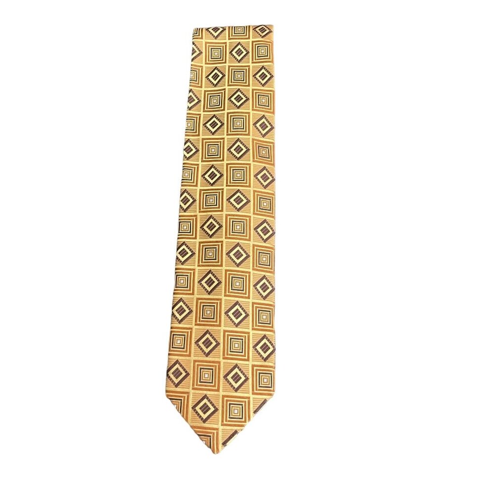 Chelsea By Robert Talbott Gold Geometric Silk Necktie
